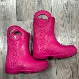 Pink Croc toddler rain boots